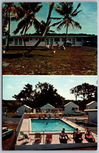 Miami Beach Florida 1960s Postcard Sun Deck Cottage Motel Swimming Pool