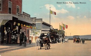 Tijuana, Mexico  STREET SCENE  Jorceibs Big Curio Store~Cars   ca1910's Postcard