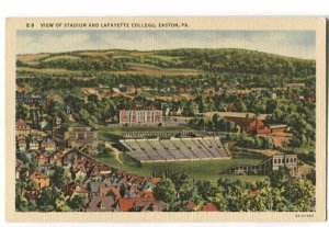 Postcard View of Stadium + Lafayette College Easton PA