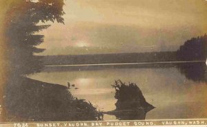 Sunset Vaughn Bay Puget Sound Washington 1911 RPPC Real Photo postcard