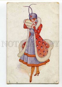 402679 FASHION Winter Lady Frileuse by SAGER old ART NOUVEAU