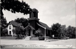 Real Photo Postcard St. Paul's Episcopal Church in Plymouth, Wisconsin~131248