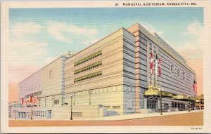 Kansas City MO Municipal Auditorium c1942 Linen Postcard G36
