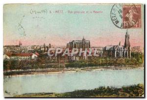 Old postcard Metz General view and Moselle