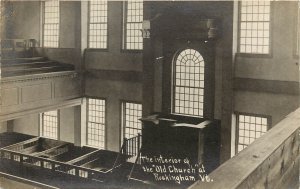 RPPC Postcard Interior of the Old Church at Rockingham VT Windham County