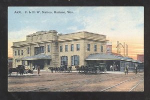 MADISON WISCONSIN RAILROAD DEPOT TRAIN STATION 1910 VINTAGE POSTCARD