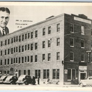 c1940s Canistota, SD RPPC Dr Ortman Hotel Real Photo Cars Ice Cream Postcard A95