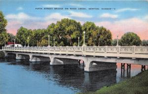 Newton Kansas~Fifth Street Bridge on Sand Creek~1940s Postcard