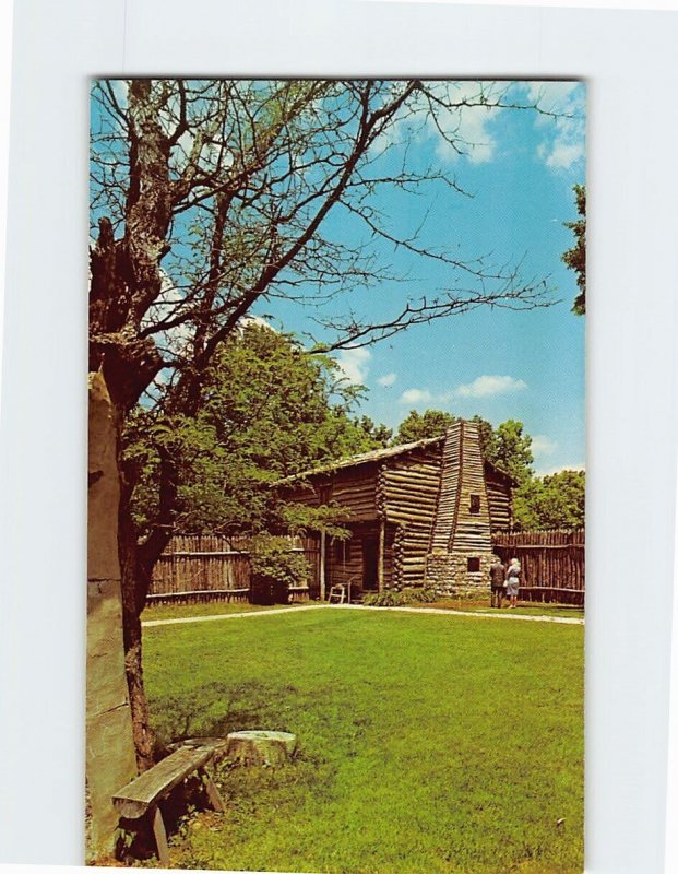 Postcard Inside of Fort Showing Block Old Fort Harrod State Park Kentucky USA