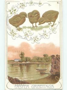 Divided-Back EASTER CHICK SCENE Cute Postcard AA1050