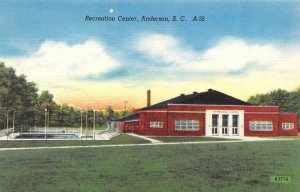 ANDERSON, SC South Carolina  RECREATION CENTER~POOL  Roadside  c1940's Postcard