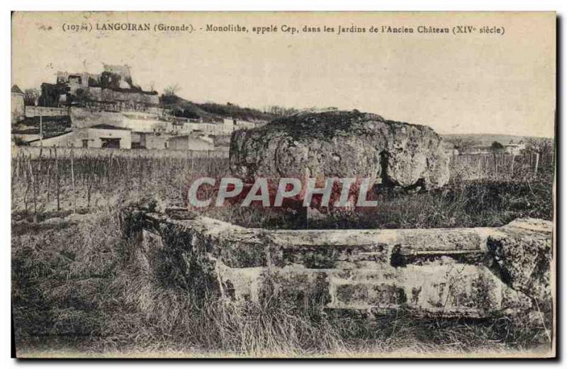 Postcard Old Megalith Dolmen Langoiran Monolith called Cep in the gardens of ...