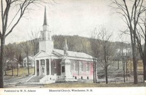 WINCHESTER New Hampshire NH   MEMORIAL CHURCH & CIVIL WAR STATUE c1910s Postcard