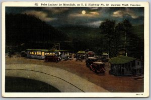 Vtg Western North Carolina NC Point Lookout by Moonlight 1930s View Postcard