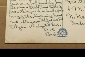 VINTAGE 1938 USED .01 LINEN  POSTCARD WASHINGTON MONUMENT, WASHINGTON, D.C.