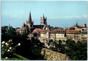 Postcard - View of the Cathedral and the Old Town - Lausanne, Switzerland