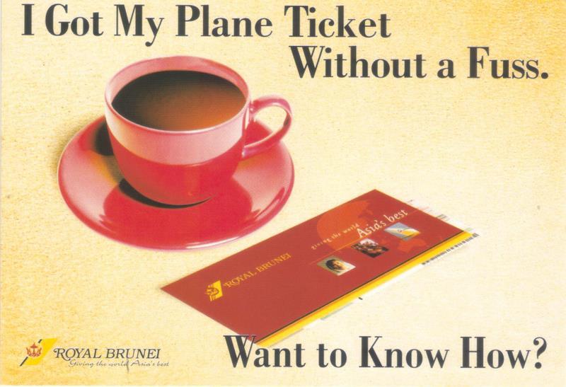 Royal Brunei Airlines Plane Ticket Coffee Singapore Ad Asia