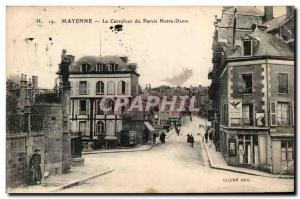 Mayenne Old Postcard The crossroads of the square Notre Dame