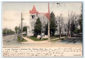 1907 Saginaw And Oakland Streets Pontiac Michigan MI Posted Vintage Postcard
