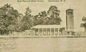 Postcard Antique View of New Pier and    Miller Tower in Chautuaqua, NY.     T9