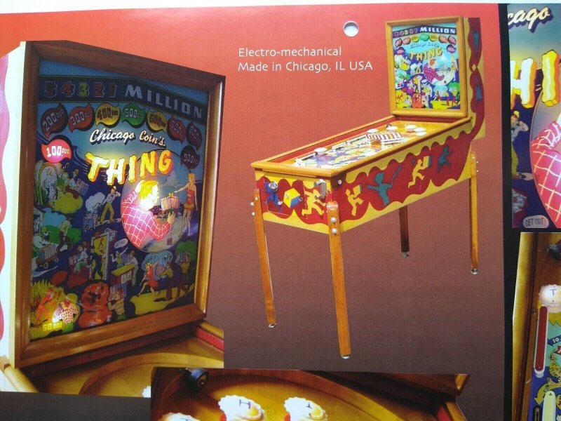 Thing Pinball Machine Art Collage Ready To Frame Artwork Retro Woodrail Game