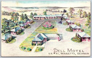 Vtg Marietta Georgia GA Bell Motel 1950s Postcard