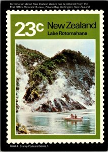 CONTINENTAL SIZE POSTCARD NEW ZEALAND 23c STAMP LAKE ROTOMAHANA