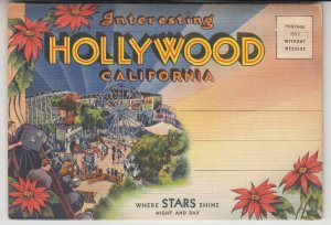 P2438, vintage postcard book 16 views foldout hollywood  calif where stars shine