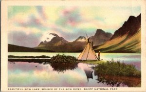 Bow Lake Source Bow River Banff Nat'l Park Vintage Postcard Standard View Card 