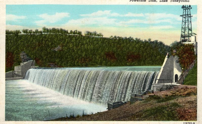 US  PC1738 POWERSITE DAM, LAKE TANEYCOMO, HOLLISTER, MO