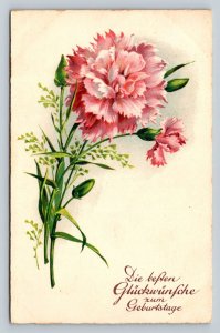 Beautiful Pink Flower Best Wishes for Your Birthday Vintage Postcard 1123