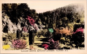 Sunken Garden Butchart Gardens Victoria BC Real Photo Postcard PC159