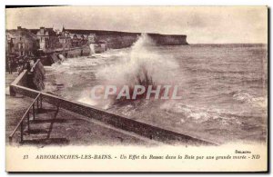 Old Postcard Arromanches Les Bains A Effect of Surf In the Bay by a large tide