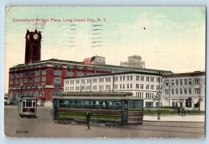 Long Island City New York Postcard Queensboro Bridge Plaza 1914 Vintage Antique