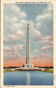 Postcard TX San Jacinto Memorial Shaft and Reflecting Pool