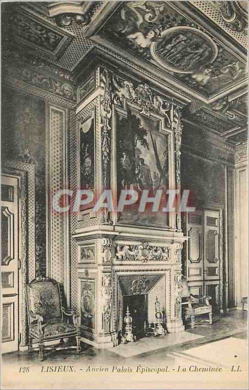 Old Postcard Lisieux Former Episcopal Palace The Fireplace