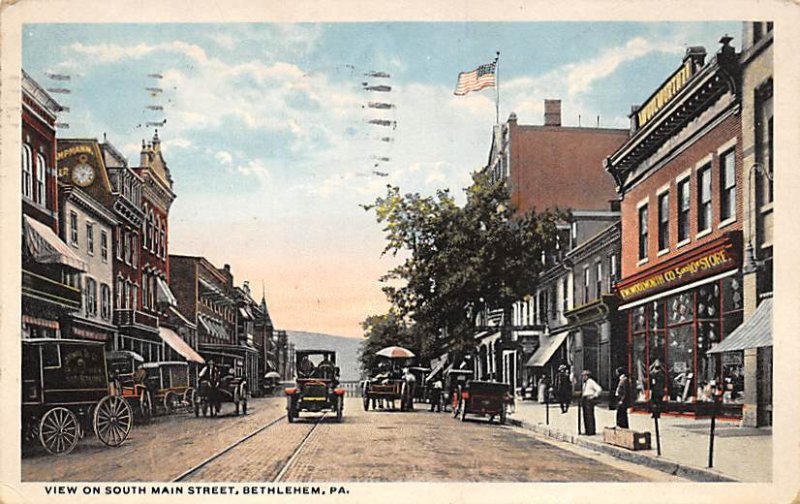 View on Main Street Bethlehem, Pennsylvania, USA Drug Store 1916 