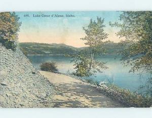 Divided-Back DIRT ROAD BY THE LAKE Coor Dallying Idaho ID F4175