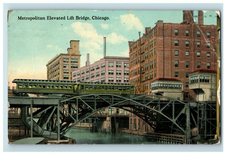 C.1910 Metropolitan Elevated Lift Bridge, Chicago, Ill. Postcard P166 