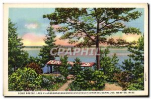 Postcard Old Point Breeze Lake CahargoggagoggWebster Mass