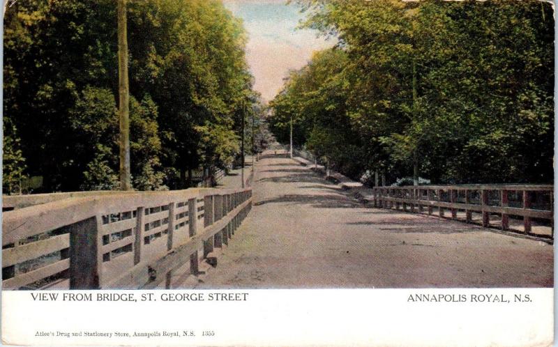 ANNAPOLIS ROYAL, NS Canada  STREET SCENE View from BRIDGE  c1910s    Postcard 