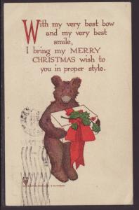 Merry Christmas,Bear,Package Postcard