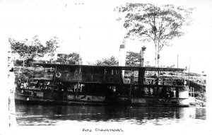 RPPC CAHUAPANAS PERU SHIP REAL PHOTO POSTCARD (c. 1920s)