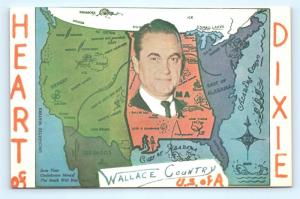 Postcard AL George Wallace Heart of Dixie Wallace Country Political c1960s R60