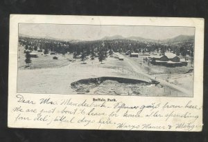 BUFFALO PARK BIRDSEYE VIEW TO ELKHART IOWA 1906 VINTAGE POSTCARD COLORADO