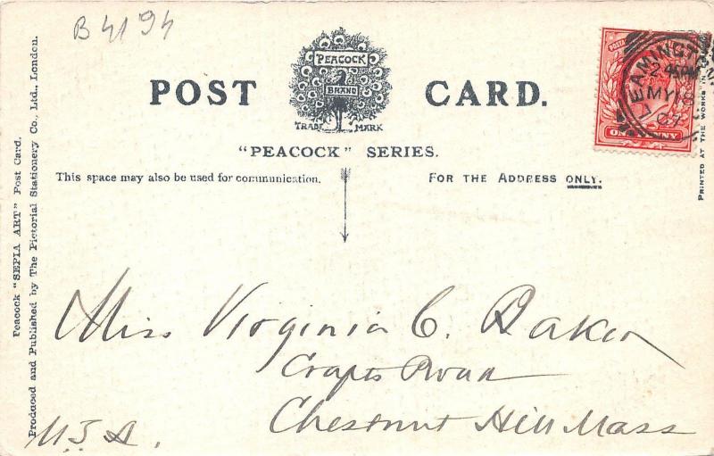 B4194 UK Stratford on Avon Shakespeare House 1907  front/back scan