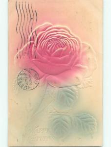 Pre-Linen EMBOSSED ART NOUVEAU - LARGE ROSE FLOWER k4283