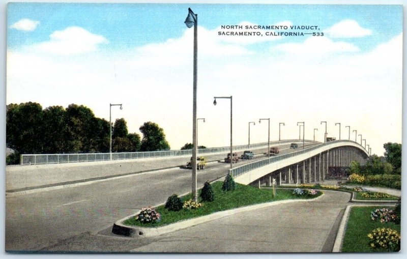 Postcard - North Sacramento Viaduct, Sacramento, California, USA