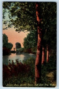 Salt Lake City Utah Postcard Lovers Lane Jordan River Lake River c1910 Vintage