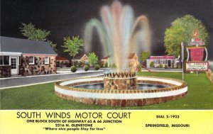 Route 66,South Winds Motor Court, 2216 N Glenstone, Springfield, Mo Old Postcard